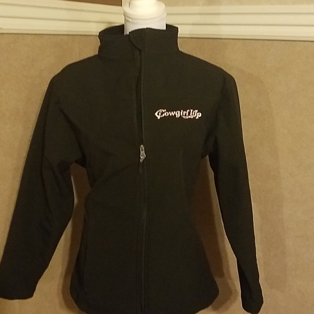Women's black soft shell Cowgirl Up coat. Large.